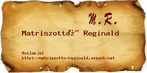 Matriszottó Reginald névjegykártya